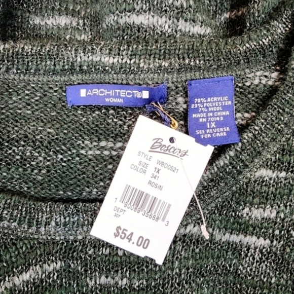 Architect women green long sleeve knit sweater Size 1X - Picture 6 of 7